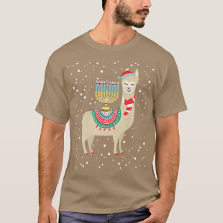 Menorah Hanukkah Llama Cute Alpaca Chanukah Kristu T Shirt