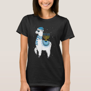 Menorah Hanukkah Llama Cute Alpaca Chanukah Kristu T Shirt