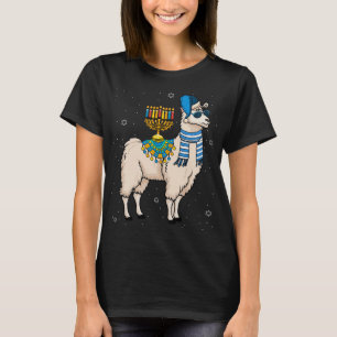 Menorah Hanukkah Llama Cute Alpaca Chanukah Kristu T Shirt
