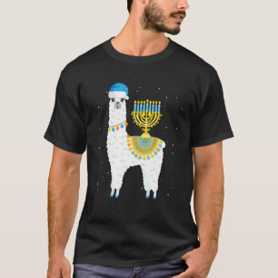 Menorah Hanukkah Llama Jewish Alpaca jul Cha T Shirt