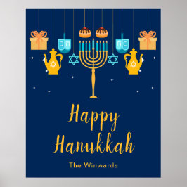 Menorah Hanukkah-partajubileum Välkomstaffisch Poster