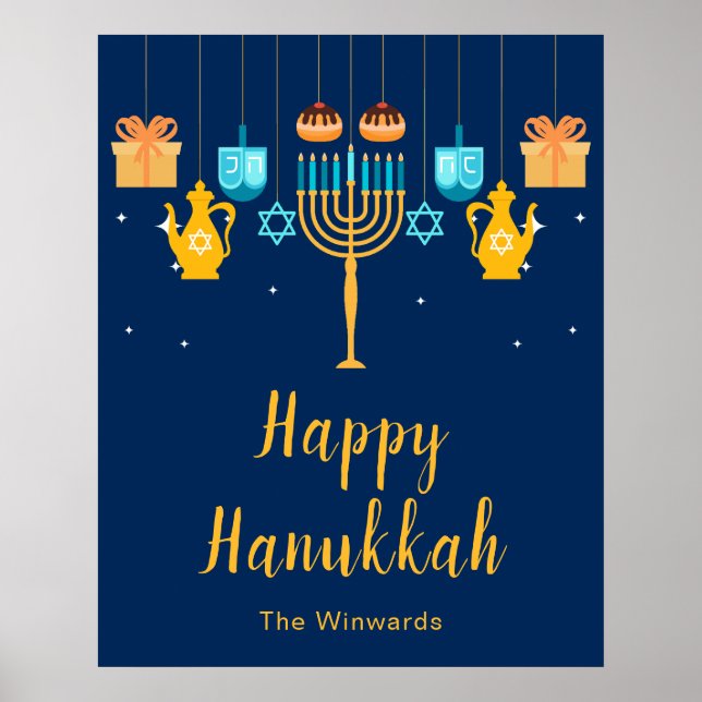 Menorah Hanukkah Party Welcome Poster (Framsidan)