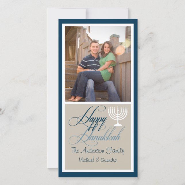 Menorah Hanukkah Photo Card Julkort (Framsida)