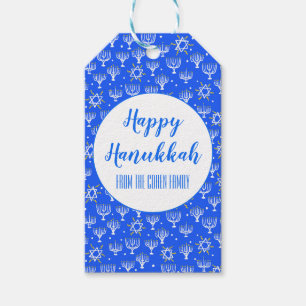 Menorah Hanukkah Star of David ANPASSNINGSBAR Helg Presentetikett