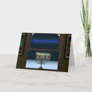 Menorah i fönstret helgkort