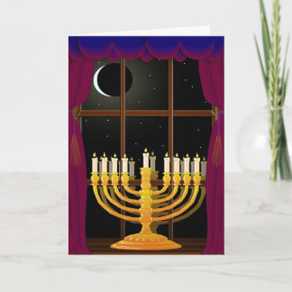Menorah in Window Helgkort