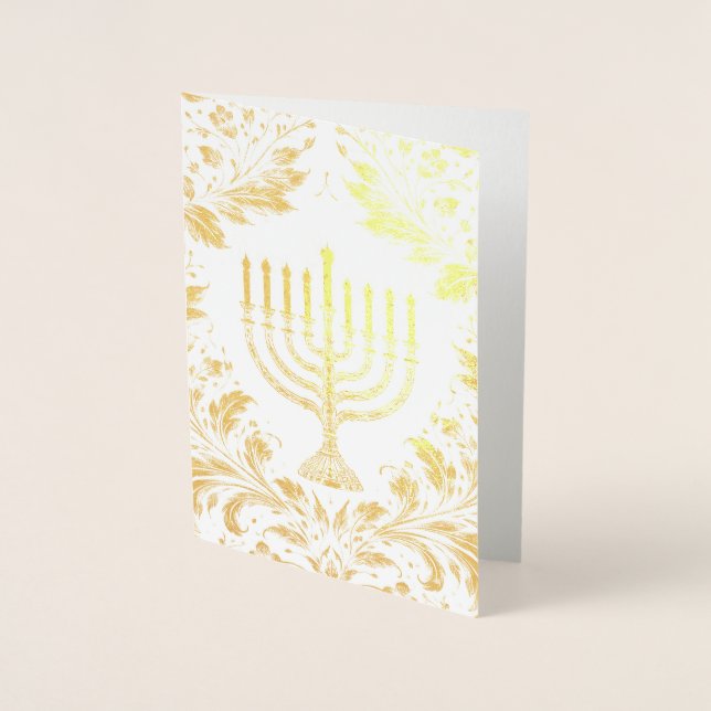 Menorah intrikat William Morris-stil Folierat Kort (Framsida)