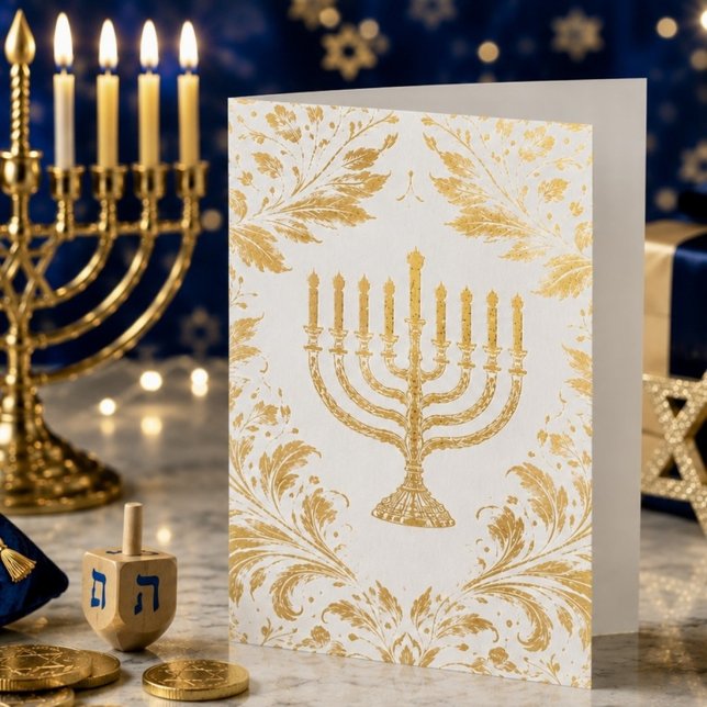 Menorah intrikat William Morris-stil Folierat Kort (Skapare uppladdad)