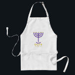 Menorah Lila-Guld Förkläde<br><div class="desc">25:31 Och du ska göra en ljusskygg av rent guld: av slaget arbete ska ljusskyggen göras: hans axel, hans grenar, hans skål, hans knop och hans blommor ska vara av samma slag. Menorah: Mem, Nun, Resh, Hej Mem - Chaos Mighty Blood Nun - Continue Heir Son Resh - First Top...</div>