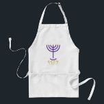 Menorah Lila-Guld Förkläde<br><div class="desc">25:31 Och du ska göra en ljusskygg av rent guld: av slaget arbete ska ljusskyggen göras: hans axel, hans grenar, hans skål, hans knop och hans blommor ska vara av samma slag. Menorah: Mem, Nun, Resh, Hej Mem - Chaos Mighty Blood Nun - Continue Heir Son Resh - First Top...</div>