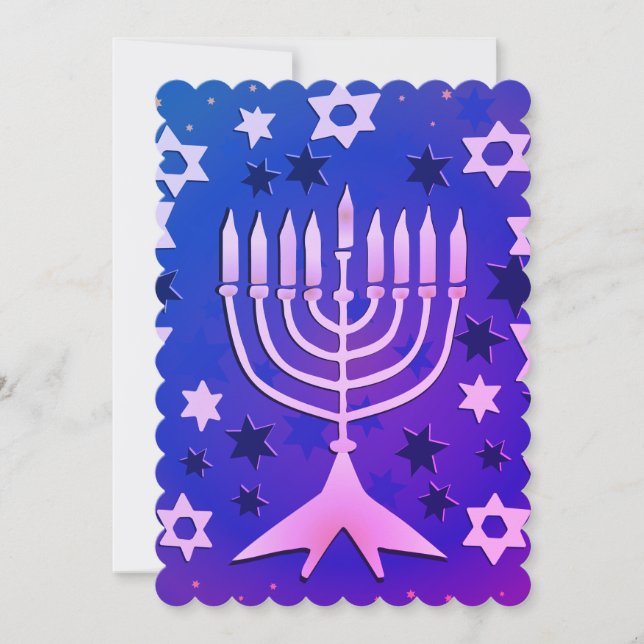 Menorah - Lycklig Hanukkah Flat Julkort (Framsida)