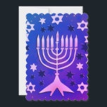 Menorah - Lycklig Hanukkah Flat Julkort<br><div class="desc">Menorah - Lycklig Hanukkah-platta Helgdag-kort</div>
