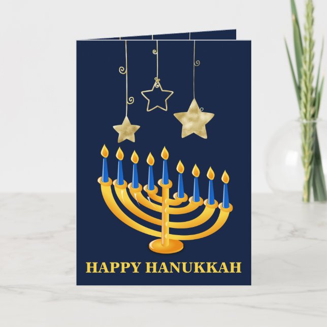 Menorah Lycklig Hanukkah Helgkort (Framsida)