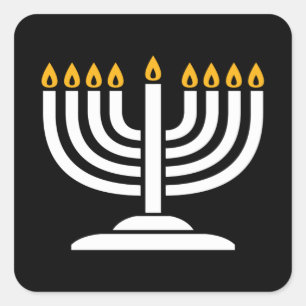 Menorah - Lycklig Hanukkah Jewish Helgdag Gift Fyrkantigt Klistermärke