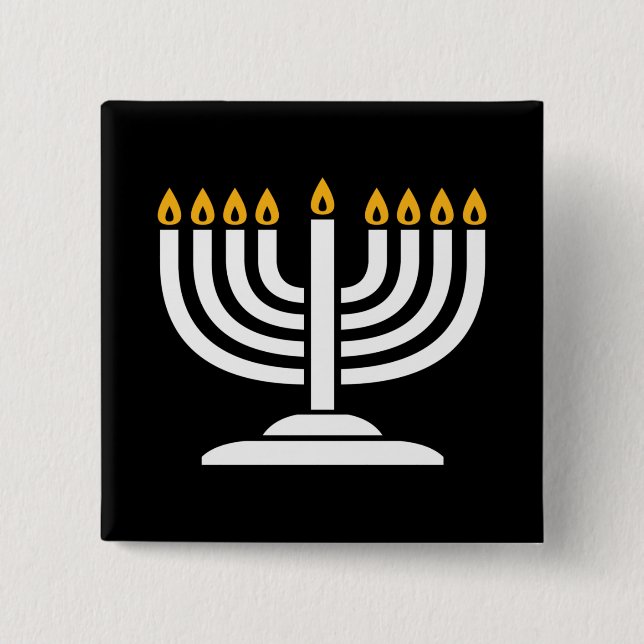 Menorah - Lycklig Hanukkah Jewish Helgdag Gift Knapp (Framsida)