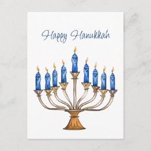 Menorah med brinnande ljus Glad Hanukkah Vykort
