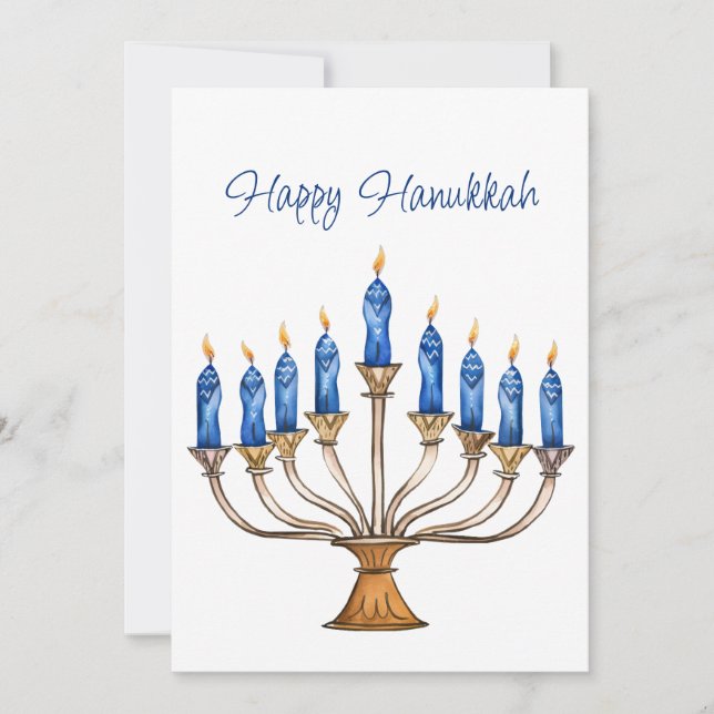 Menorah med Burning Candles Lycklig Hanukah Card (Framsida)