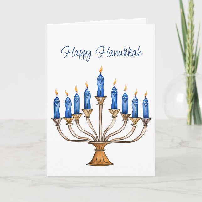 Menorah med Burning Candles Lycklig Hanukah Card Kort (Framsida)