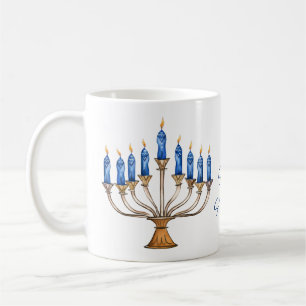 Menorah med Burning Candles Lycklig Hanukkah Kaffemugg