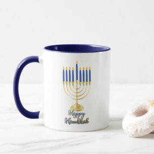 Menorah med Ljus Lycklig Hanukkah Mugg