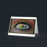 Menorah Menorah & Öga Reflection Greeting Card Helgkort<br><div class="desc">Ta med det vackra ljuset Hanukkah till vintersäsongen med detta ursprungliga hälsningskort. Det bilder helgdag ljusgleammet vid Menorah, vilket återspeglas i en åskådares feminin iris/öga. Skicka hälsningskort som dina vänner och kära kommer att minnas för sin vackra, unika konst. Oavsett om man kallar helgdag Hanukkah, Chanukah, festivalen i Ljus, Winter...</div>