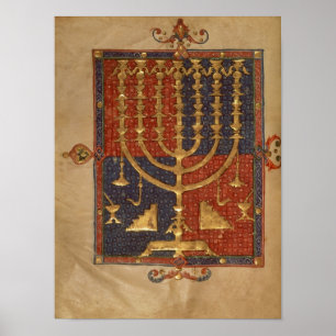 Menorah och andra fartyg av tempel poster