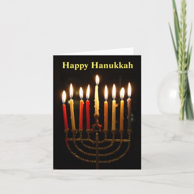 Menorah och Candles Hanukkah-mappat kort (Framsida)