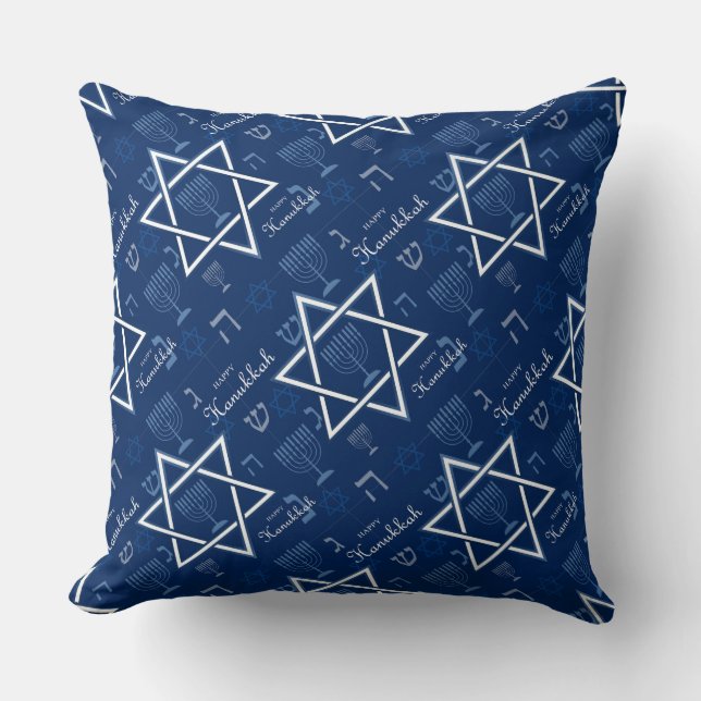 Menorah och David Hanukkahs stjärna Kudde (Framsida)