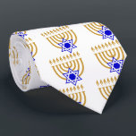 Menorah och David Star Slips<br><div class="desc">Guld menorah med blå stjärna av David i mitten av grund</div>