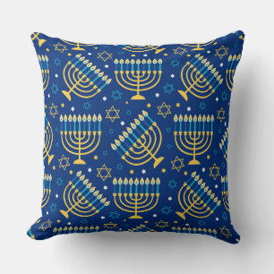 Menorah och Davids stjärna Hannuka-mönster Kudde