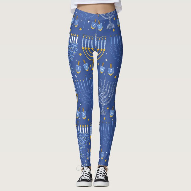 Menorah och Dreidel Leggings (Framsida)