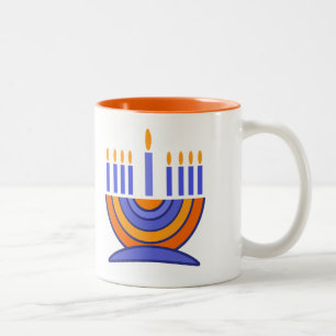 Menorah och Dreidels Hanukkah Gift Två-Tonad Mugg
