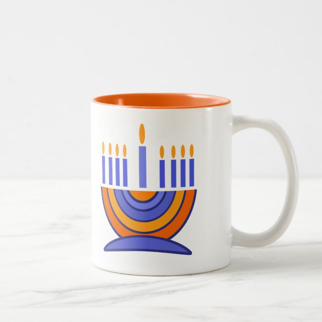 Menorah och Dreidels Hanukkah Gift Två-Tonad Mugg (Höger)