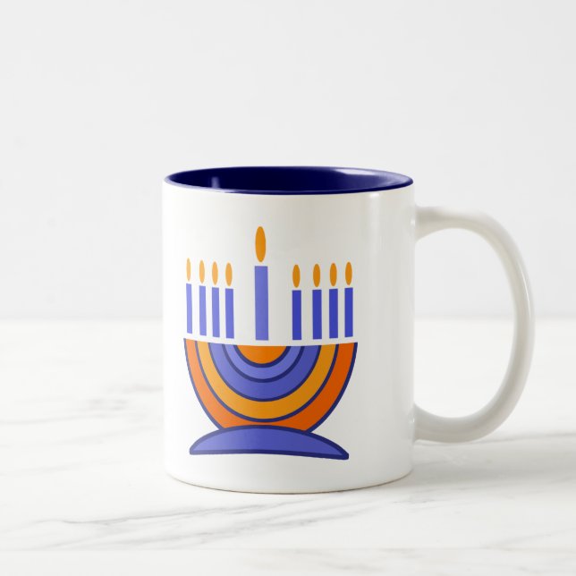 Menorah och Dreidels Hanukkah Gift Två-Tonad Mugg (Höger)