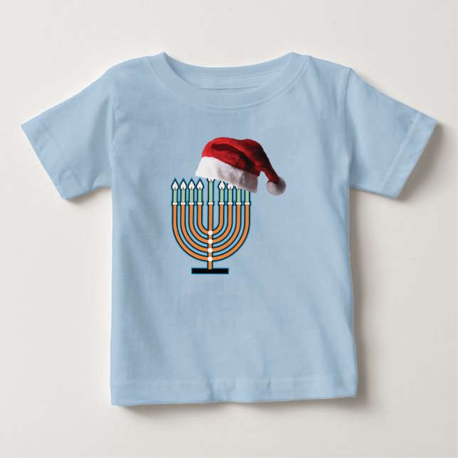 Menorah och Jultomten Hat T Shirt (Framsida)