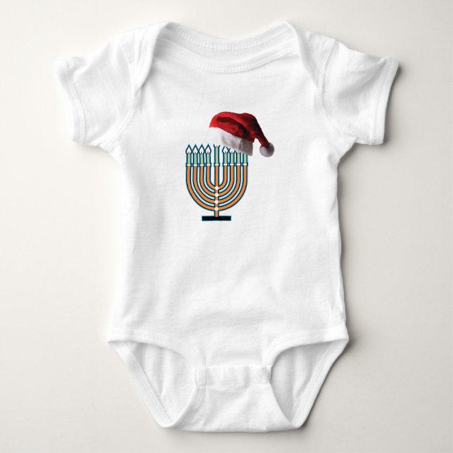 Menorah och Jultomten Hat T Shirt (Framsida)