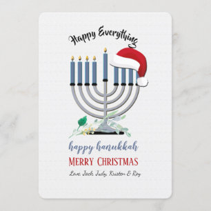 Menorah och Santa Hat-Helgdag Card Inbjudningar