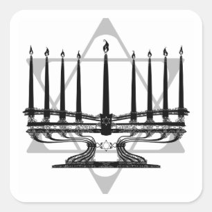 Menorah och Star Fyrkantigt Klistermärke
