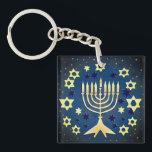 Menorah och Stars Blue och Grönt<br><div class="desc">Menorah och Stars Blue och Grönt Keychain Chag Sameach!</div>