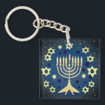 Menorah och Stars Blue och Grönt<br><div class="desc">Menorah och Stars Blue och Grönt Keychain Chag Sameach!</div>