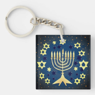Menorah och Stars Blue och Grönt