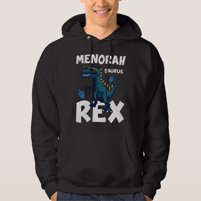 Menorah Saurus Rex Hanukkah Dinosaur Costume Hoodie (Framsida)