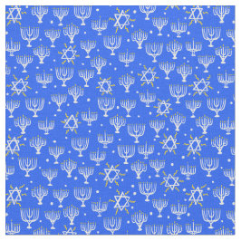 Menorah Star av David Hanukkah Mönster Blue White Tyg