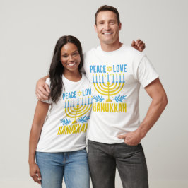 Menorah Star of David Blue Gult White T Shirt