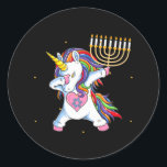 Menorah Unicorn Jewnicorn Hanukkah Pajamas Runt Klistermärke<br><div class="desc">Menorah Unicorn Jewnicorn Hanukkah Pajamas</div>