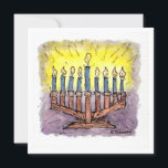 Menorah Watercolor Hanukkah Card Kort<br><div class="desc">"Menorah" är en bläck- och vattenfärgsfärg i original som är tryckt på ett dubbelsidigt kort. Baksidan lämnas tom för att du ska kunna lägga till ditt eget Hanukkah hälsning.</div>