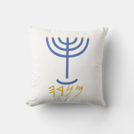 Menorah White Guld Blue Kudde