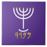 Menorah White Lila Kakelplatta<br><div class="desc">Menorah, vit lila. Anpassa genom att lägga till din egen namn. Om du vill göra det här till din egen design "Klicka för att anpassa ytterligare" ... eller "Överför den här designen" för att skriva ut samma design på en annan produkt. Varifrån kommer Menorah-komen? Det kommer från bibeln, bok i...</div>