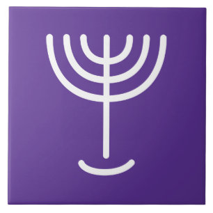 Menorah White Lila Kakelplatta