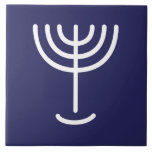 Menorah White Navy Kakelplatta<br><div class="desc">Menorah vit bricka. Anpassa genom att lägga till din egen namn. Om du vill göra det här till din egen design "Klicka för att anpassa ytterligare" ... eller "Överför den här designen" för att skriva ut samma design på en annan produkt. Varifrån kommer Menorah-komen? Det kommer från bibeln, bok i...</div>